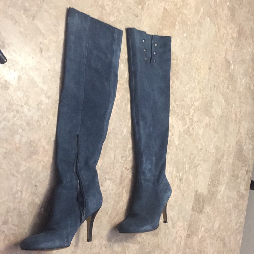 Blue shade Nine West over the knee boots.